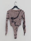 OUDE WAAG 25 Autumn/Winter Stretch Velvet Bodysuit OW-OW-25AW-BD03P2WI018-ML Beige Gray Print